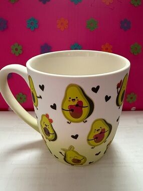 Playful Avocado Ceramic Mug in White and Green